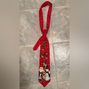 Hallmark Red Tie with Reindeer and Santa Design